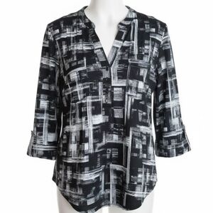 Cocomo Black and White Abstract Blouse